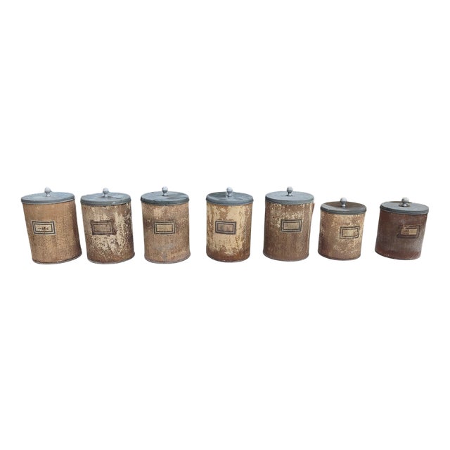 19th Century Wooden Pharmacy Jars, 1890, Set of 7 For Sale