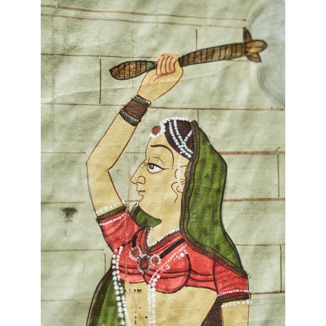 Indian Silk Painting of Krishna and the Ghopis For Sale - Image 9 of 12