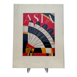 1929 Original Asia Cover, January, Frank McIntosh, Art Deco, Matted For Sale