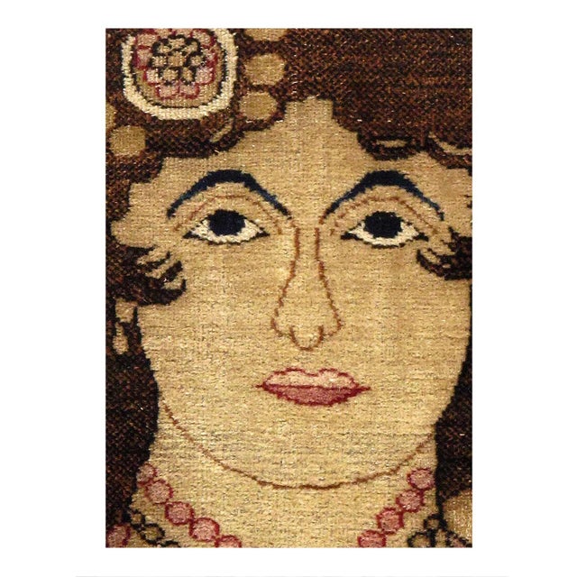 Antique Kermanshah scatter rug with Old World Victorian style, small accent square rug. Rich in color, texture and...