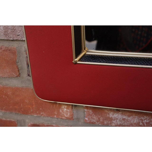 Vintage Umberto Mascagni Upholstered Wall Mirror With Leather and Brass Border For Sale - Image 17 of 18