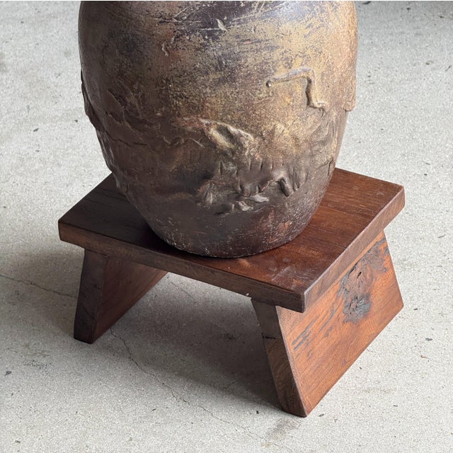 Brutalist Small Stool in Teak, 1980s For Sale - Image 3 of 18