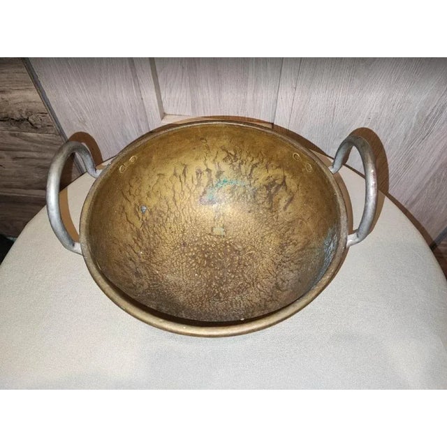 Art Deco brass container, bowl, pot, dimensions: diameter inside 23.4 cm, height with handles 16.6 cm, height without...