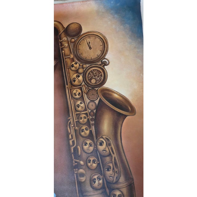 2020s Music and Memory – Original Large Surrealist Ethio-Jazz Canvas Painting by Tsegalidet Tefera For Sale - Image 5 of 10