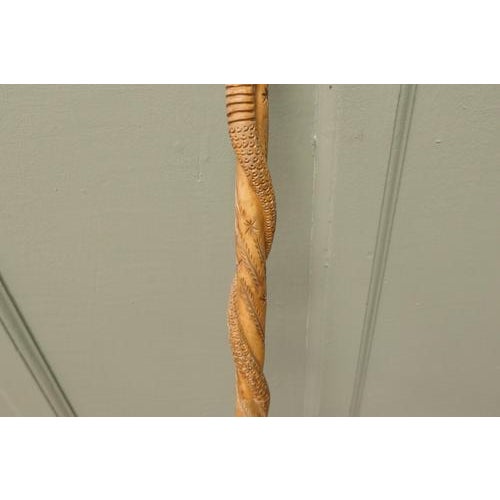 Hand Carved Wooden Cobra Walking Stick, 1920 For Sale - Image 3 of 8