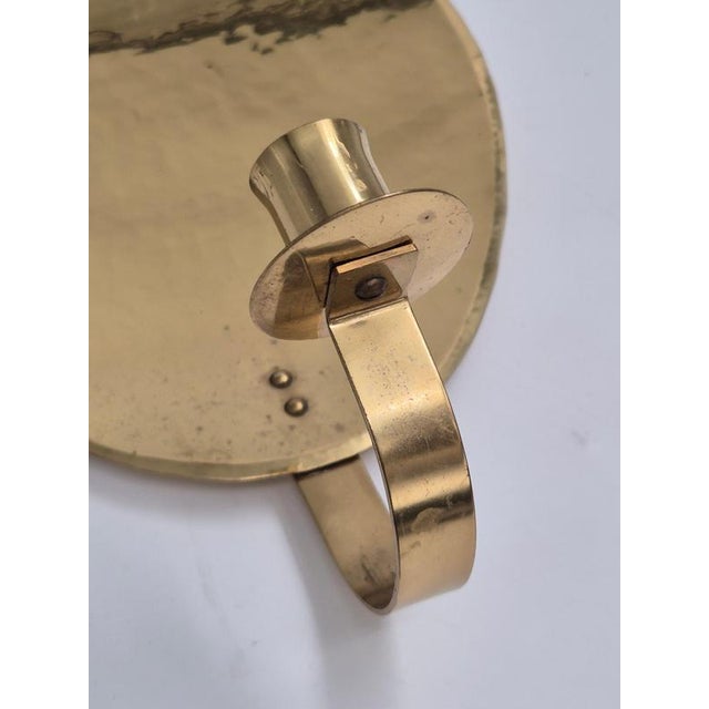 Swedish Modern Brass Classic Candle Sconce attributed to Lars Holmström, Arvika, 1940 For Sale - Image 3 of 6