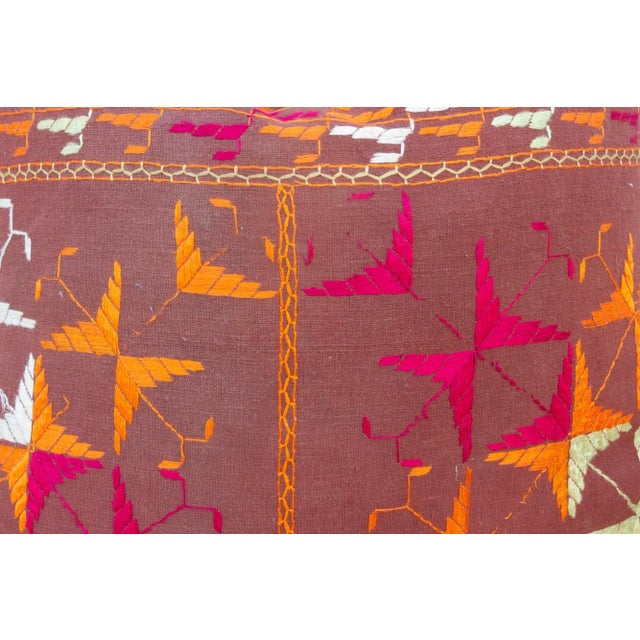Textile Zol Antique Indian Folk Pillow For Sale - Image 7 of 9