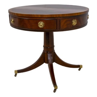 Hickory Chair Co Round Pedestal Base Mahogany Drum Table For Sale
