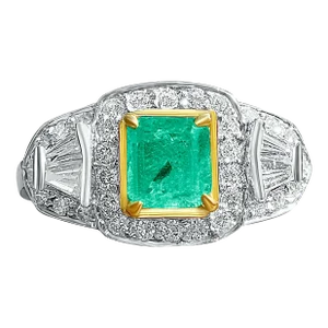 1.88 Carat TW Natural Colombian Emerald Cocktail in 18k White Gold Ring, Size 6