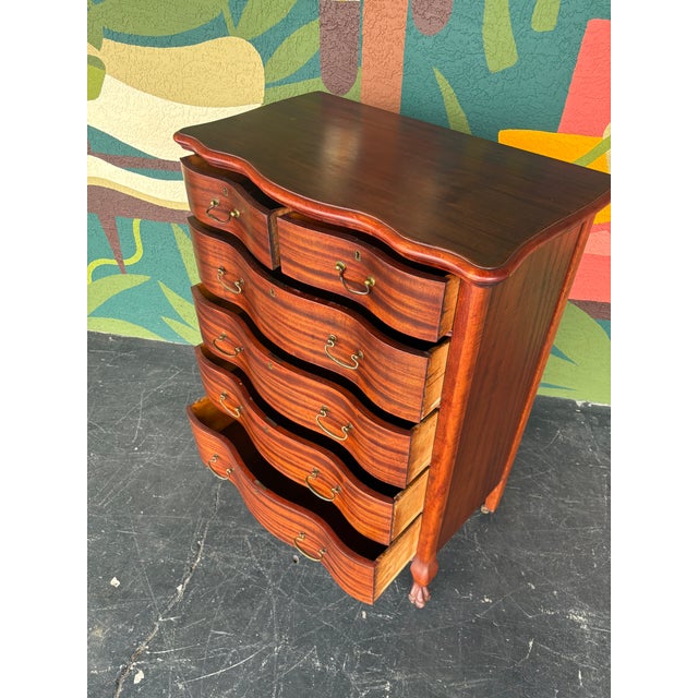 Antique Mahogany Serpentine Tallboy on Clawfoot Casters For Sale - Image 11 of 11