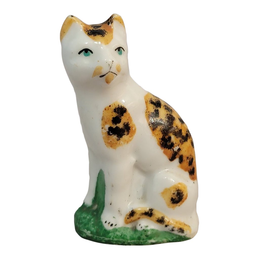 Antique English Staffordshire Pottery Cat Figure, C. 1840–1870 