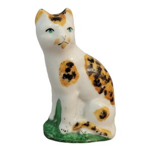 Antique English Staffordshire Pottery Cat Figure, C. 1840–1870