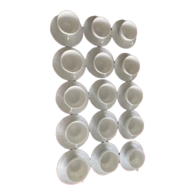 1950s Ginori White Bianco Cups and Saucers- 30 Pieces For Sale