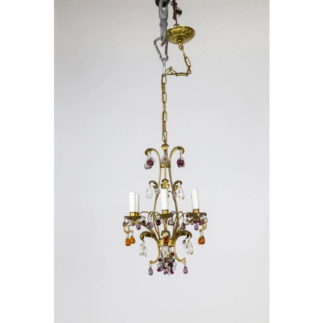 1940s Gilt Purple & Amber Fruit Crystal Chandelier For Sale - Image 12 of 12