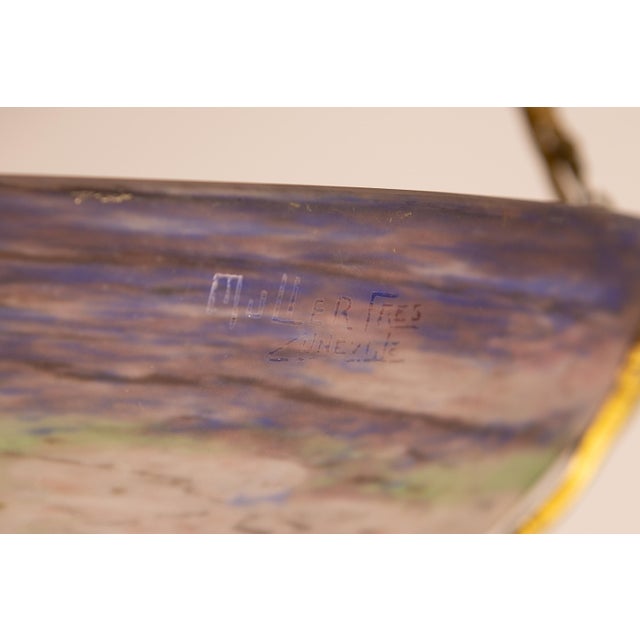 Art Deco Ceiling Lamp with Large Glass Bowl by Muller Frères for Muller Frères Luneville, France, 1930s For Sale - Image 10 of 11