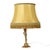 Lovely vintage table lamp with matching fringed shade, made of brass and onyx marble. The piece is executed in Art Nouveau...