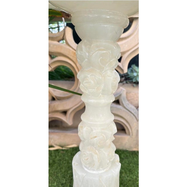 Alabaster Pair of 1930s Italian Carved Alabaster Guéridon Side Tables For Sale - Image 8 of 18