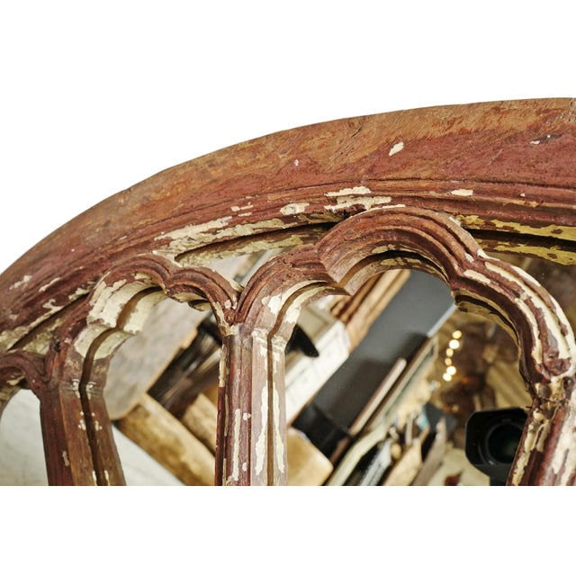 Antique Wood Arch Transom Mirror For Sale - Image 4 of 7