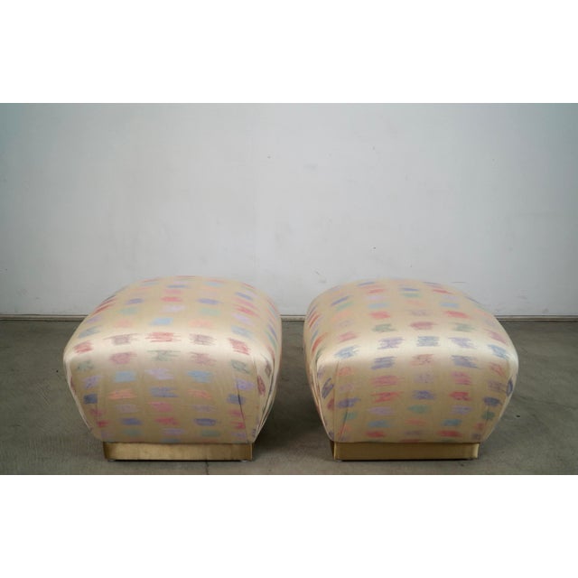 Baker Furniture Company 1970’s Hollywood Regency Marge Carson Style Poufs Stools in Silk - A Pair For Sale - Image 4 of 12