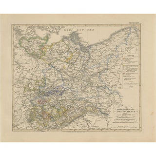 Antique Map of Northeastern Germany with Saxon & Prussian States, 1858 For Sale