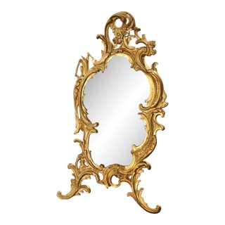 19th Century French Louis XV Style Gilt Bronze Vanity Table Mirror For Sale