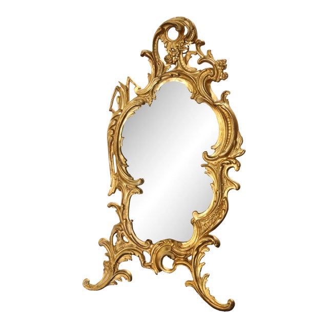 19th Century French Louis XV Style Gilt Bronze Vanity Table Mirror For Sale
