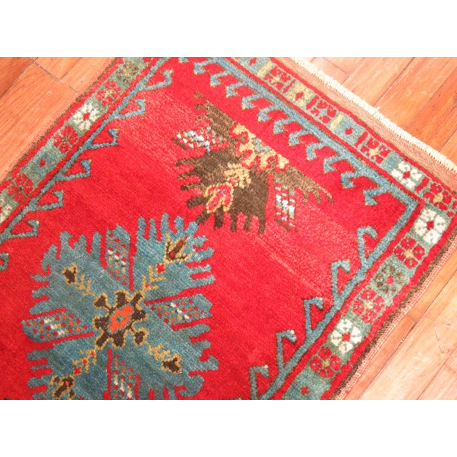 Antique Turkish Yastik Oushak Rug Mat For Sale In New York - Image 6 of 6