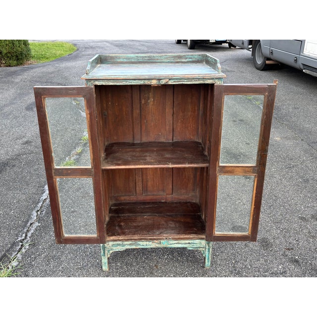 Early 20th Century. Artisan Painted Two Door Display Cabinet For Sale - Image 12 of 14