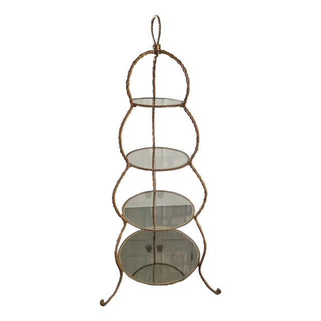 Vintage Hollywood Regency Gilt Tole Etagere For Sale
