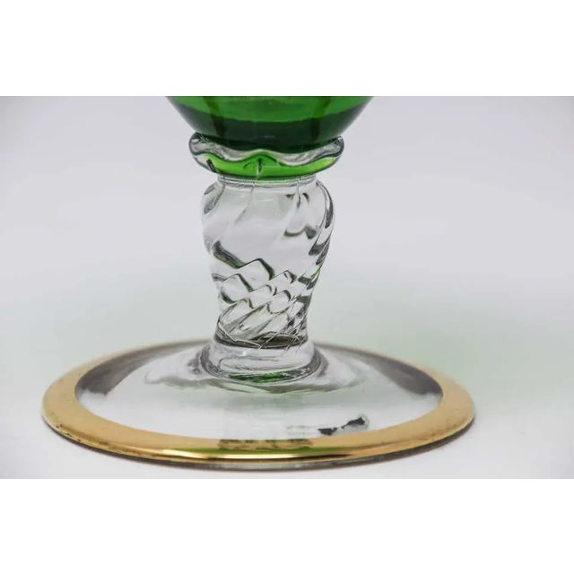Bohemian Emerald Green Glass Gilded For Sale - Image 4 of 13