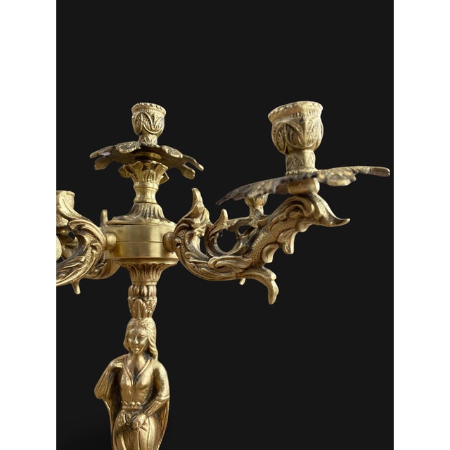 French Gilt Bronze and Marble Candleholders, 1800s, Set of 2 For Sale - Image 15 of 18