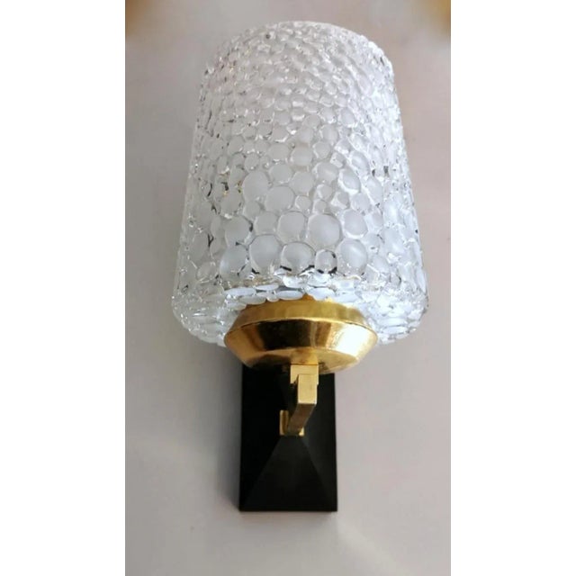 Metal 1957 Arlus Maison Style Three Sconces in Brass and Half Crystal - Set of 3 For Sale - Image 7 of 13