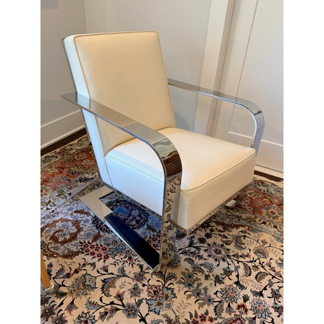 White Ralph Lauren Leather Penthouse Chair For Sale - Image 8 of 14