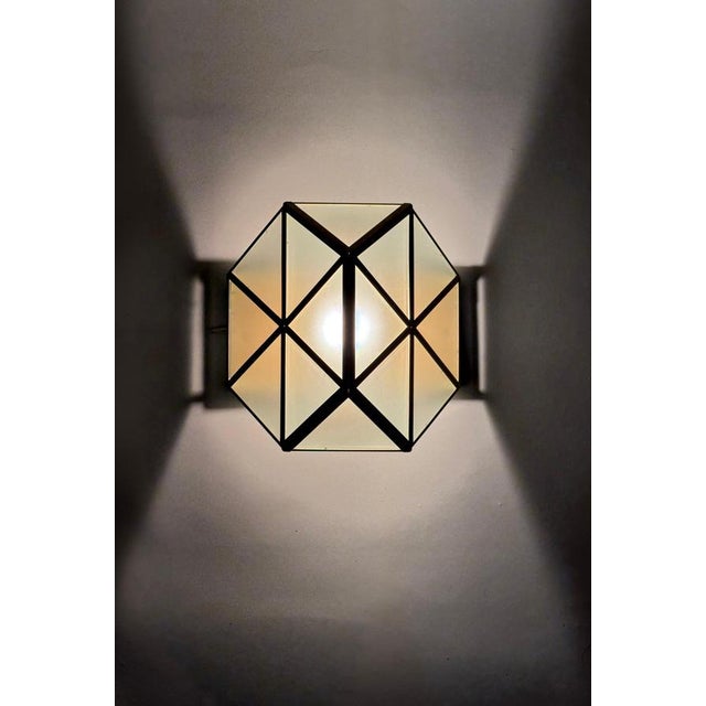 Gold and Satin Glass Geometic Wall Sconces by Wilhelm Vest Wahl, 1970s, Set of 3 For Sale - Image 15 of 16