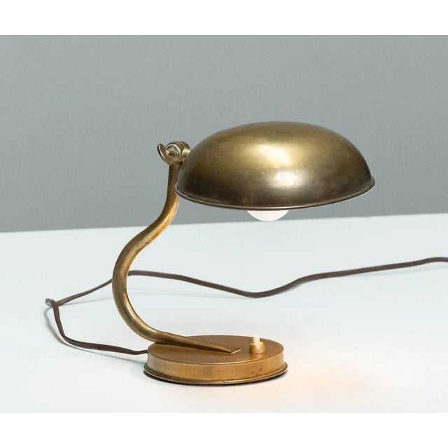 Desk Lamp with Adjustable Shade in Brass attributed to Asea, 1940s For Sale - Image 9 of 9