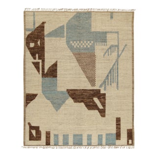 Rug & Kilim’s Modern Rug with Beige-brown Geometric Patterns - 14x20 For Sale