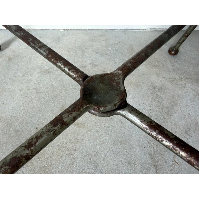 Vintage Alberto Orlandi Giacometti-Style Metal Armchairs With Black Leather Seats – Pair For Sale - Image 12 of 17