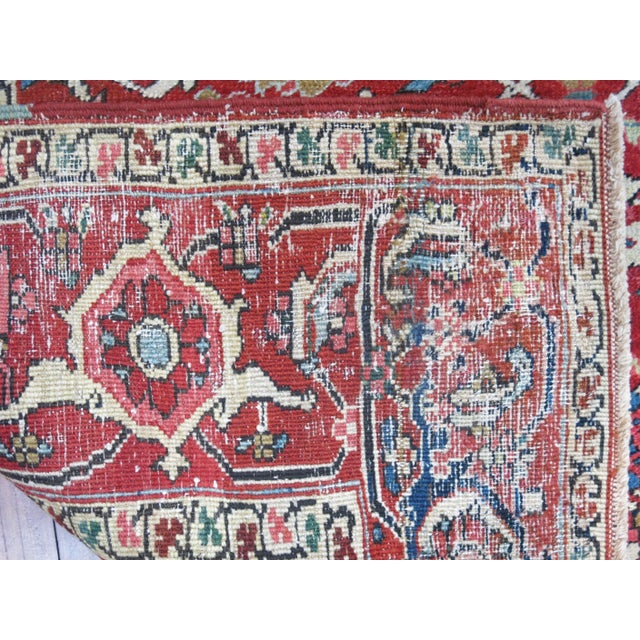 Brown Antique Zabihi Collection Persian Serapi Red Rug For Sale - Image 8 of 12