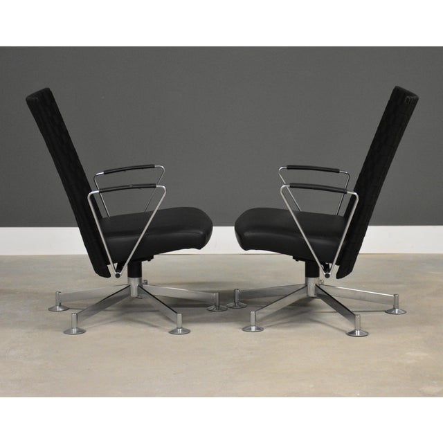 Chrome and Black Leather Lounge Chairs by Davis Furniture - A Pair For Sale - Image 4 of 11