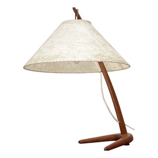 Mid-Century Modern Teak Dornstab Table Lamp by A. Pöll for Kalmar, Vienna, 1950s For Sale