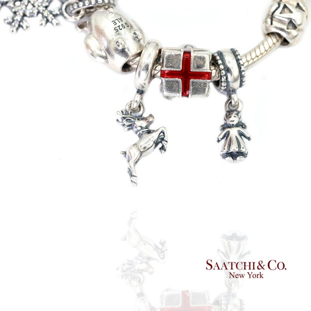 Pandora Charm Bracelet 925 Sterling Silver Womens 8in Vintage Authentic Lot For Sale - Image 10 of 10