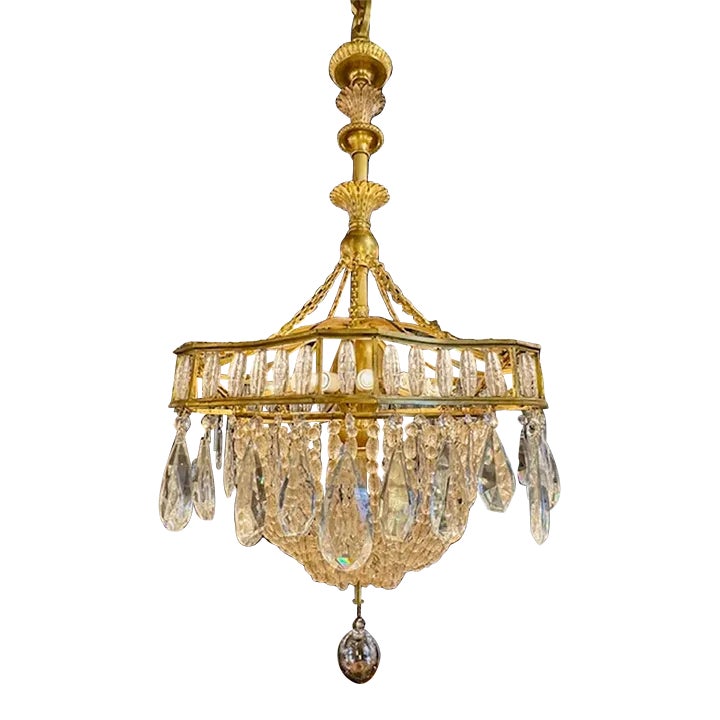 19th Century French Louis XVI Style Gilt Bronze and Crystal Basket ...
