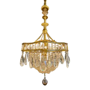 19th Century French Louis XVI Style Gilt Bronze and Crystal Basket Chandelier