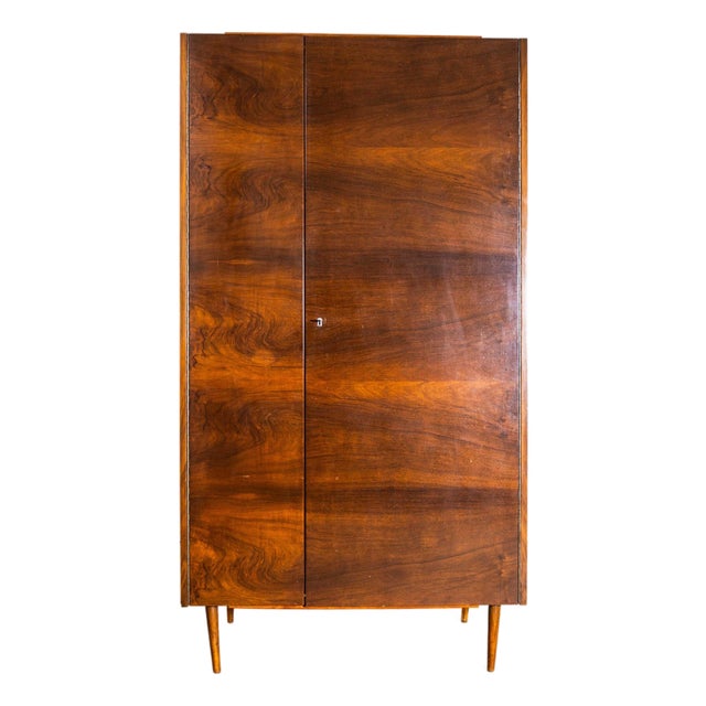 Vintage Wardrobe in Dark Rich Walnut, 1970s For Sale