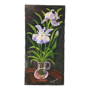 Irises by G Johnston Mid 20th Century Still Life Painting