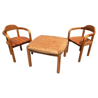 Armchairs and Coffee Table by Rainer Daumiller, Set of 3 For Sale