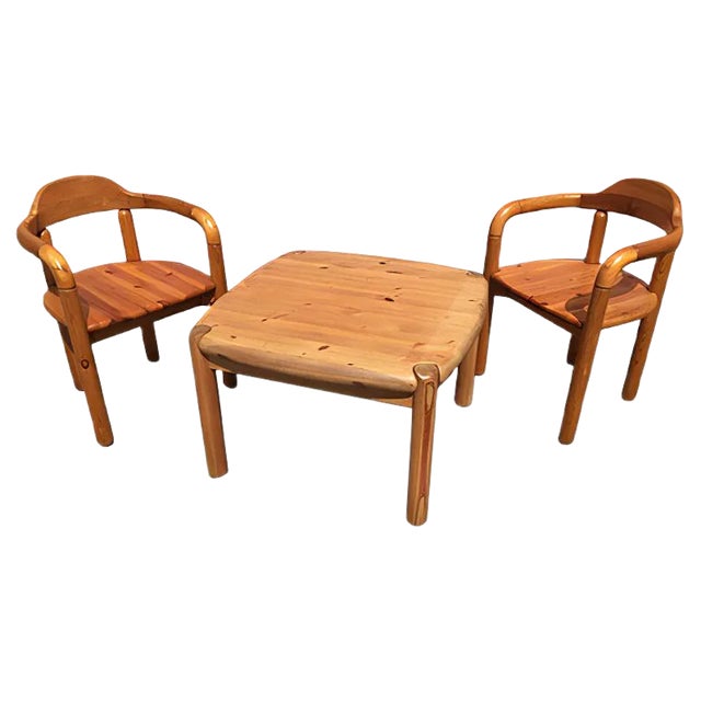 Armchairs and Coffee Table by Rainer Daumiller, Set of 3 For Sale