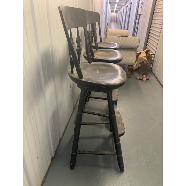 1990s 1990s Richard Mulligan Wooden Swivel Barstools Set of 3 For Sale - Image 5 of 6