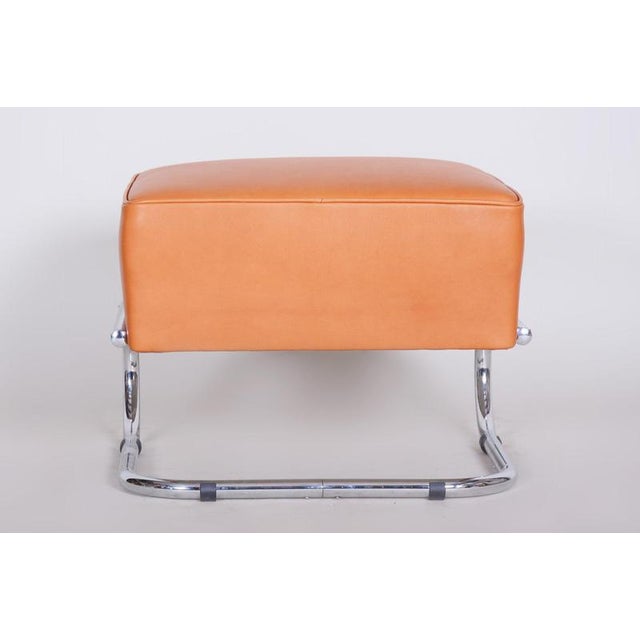 Bauhaus Stool in Chromed Steel and Leather by Robert Slezák, Czech, 1930s For Sale - Image 6 of 8