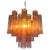 Trio Italian vintage chandeliers in Pink Murano glass and nickel-plated metal structure. The armor polished nickel...